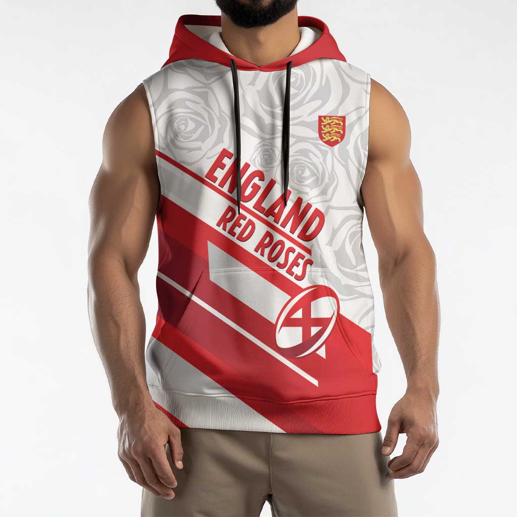 England Rugby Custom Sleeveless Hoodie 2025 Come On Red Roses - Wonder Print Shop