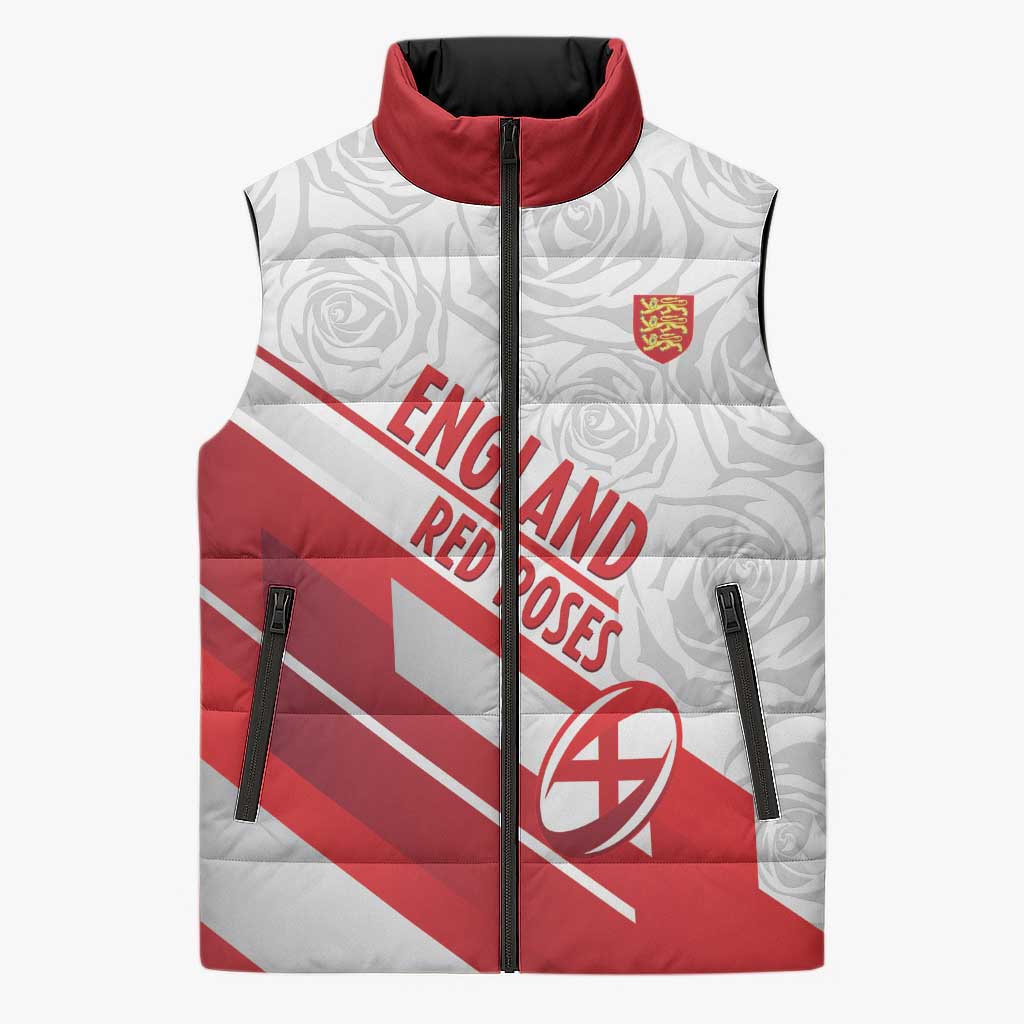 England Rugby Custom Sleeveless Puffer Jacket 2025 Come On Red Roses - Wonder Print Shop