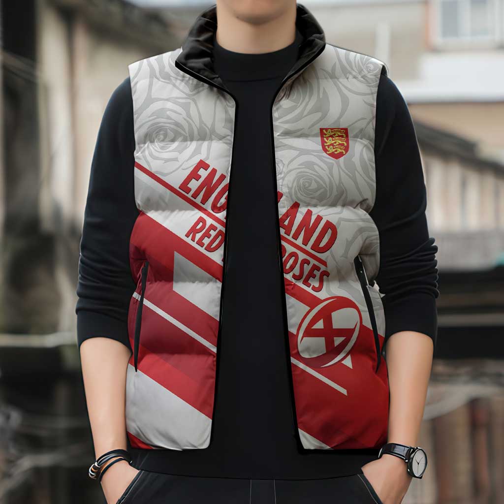 England Rugby Custom Sleeveless Puffer Jacket 2025 Come On Red Roses - Wonder Print Shop