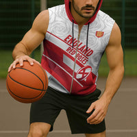 England Rugby Custom Sleeveless Zip Hoodie 2025 Come On Red Roses - Wonder Print Shop
