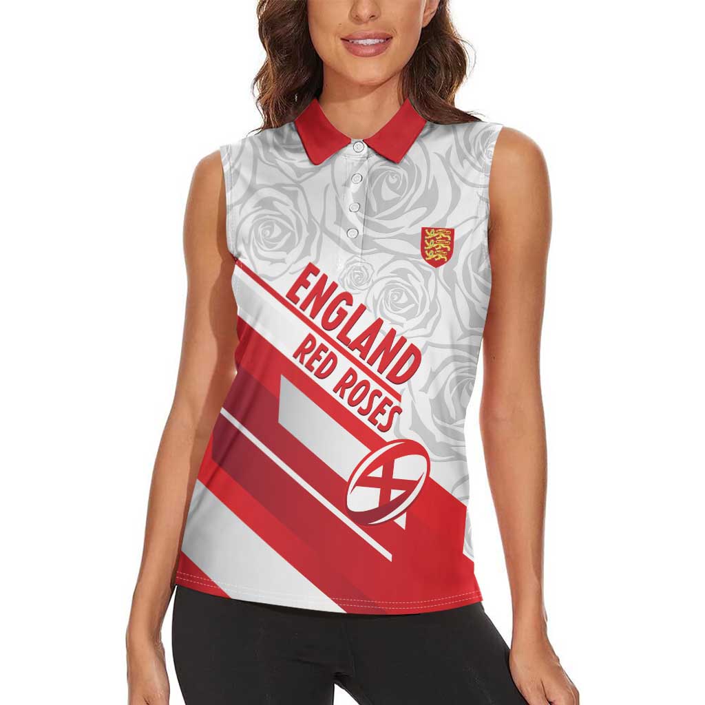 England Rugby Custom Women Sleeveless Polo Shirt 2025 Come On Red Roses - Wonder Print Shop