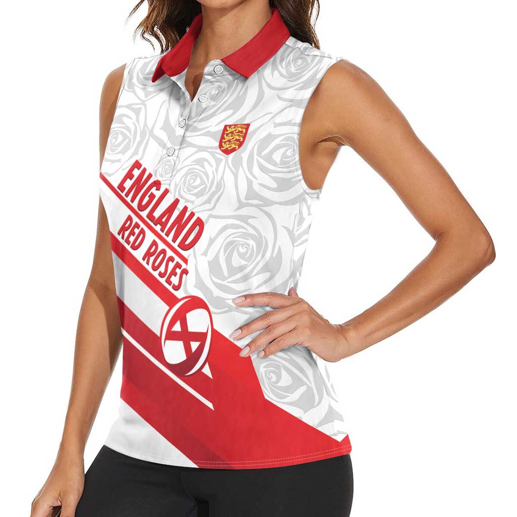 England Rugby Custom Women Sleeveless Polo Shirt 2025 Come On Red Roses - Wonder Print Shop