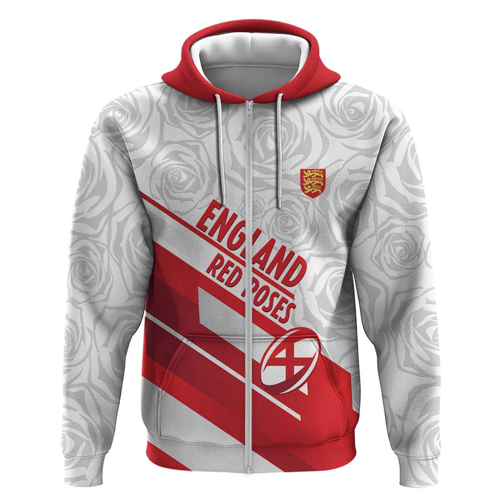England Rugby Custom Zip Hoodie 2025 Come On Red Roses - Wonder Print Shop