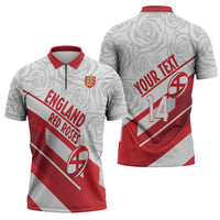 England Rugby Custom Zipper Polo Shirt 2025 Come On Red Roses - Wonder Print Shop