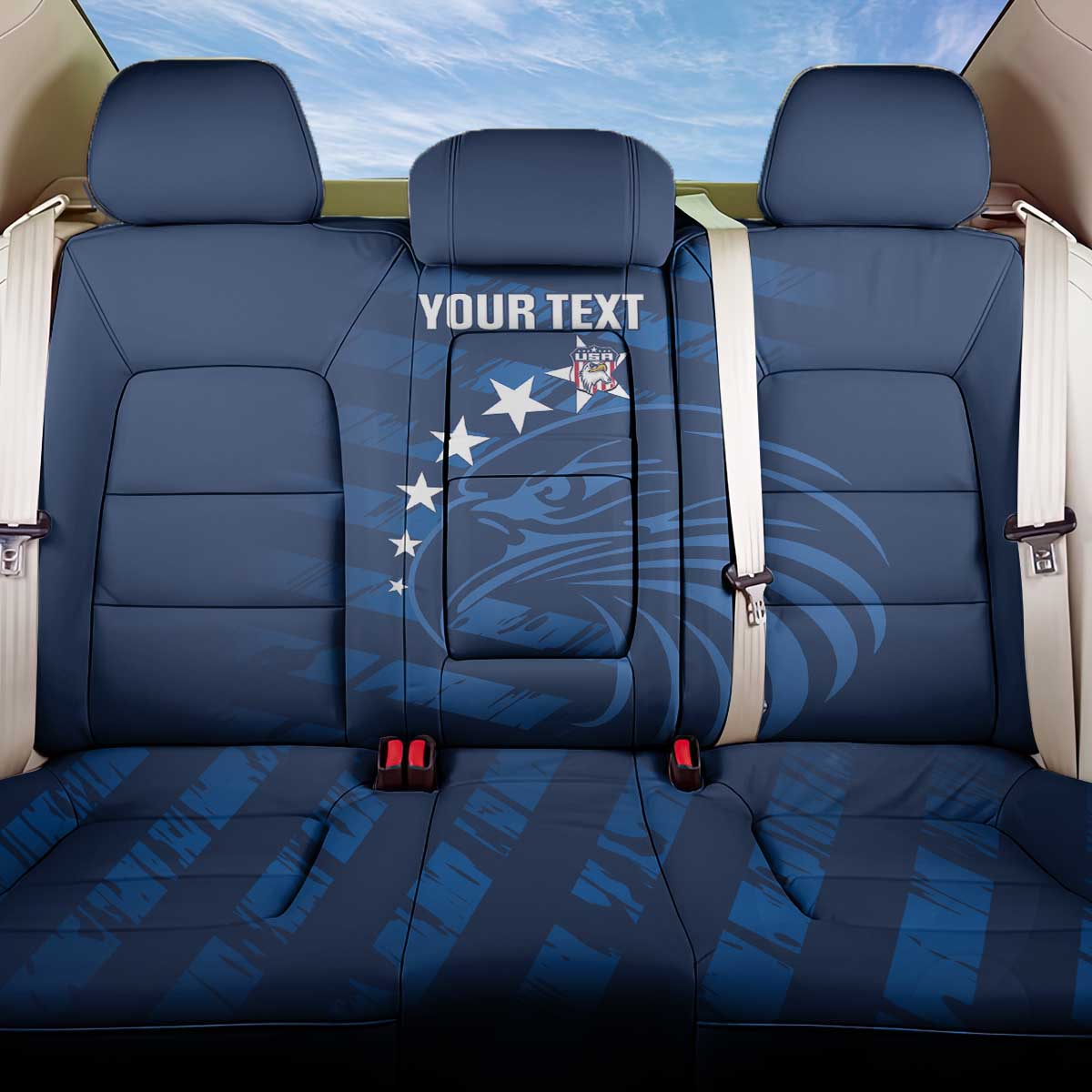 United States Rugby Custom Back Car Seat Cover USA Eagle Go Champions - Wonder Print Shop