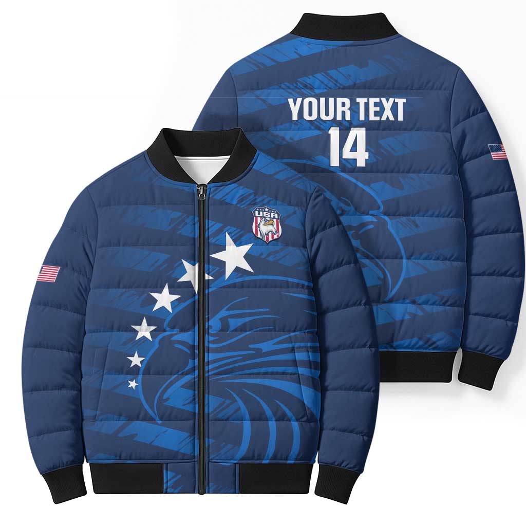 United States Rugby Custom Bomber Puffer Jacket USA Eagle Go Champions - Wonder Print Shop