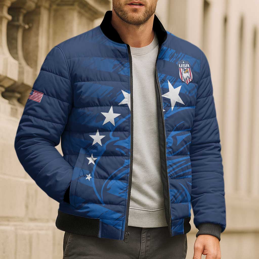 United States Rugby Custom Bomber Puffer Jacket USA Eagle Go Champions - Wonder Print Shop