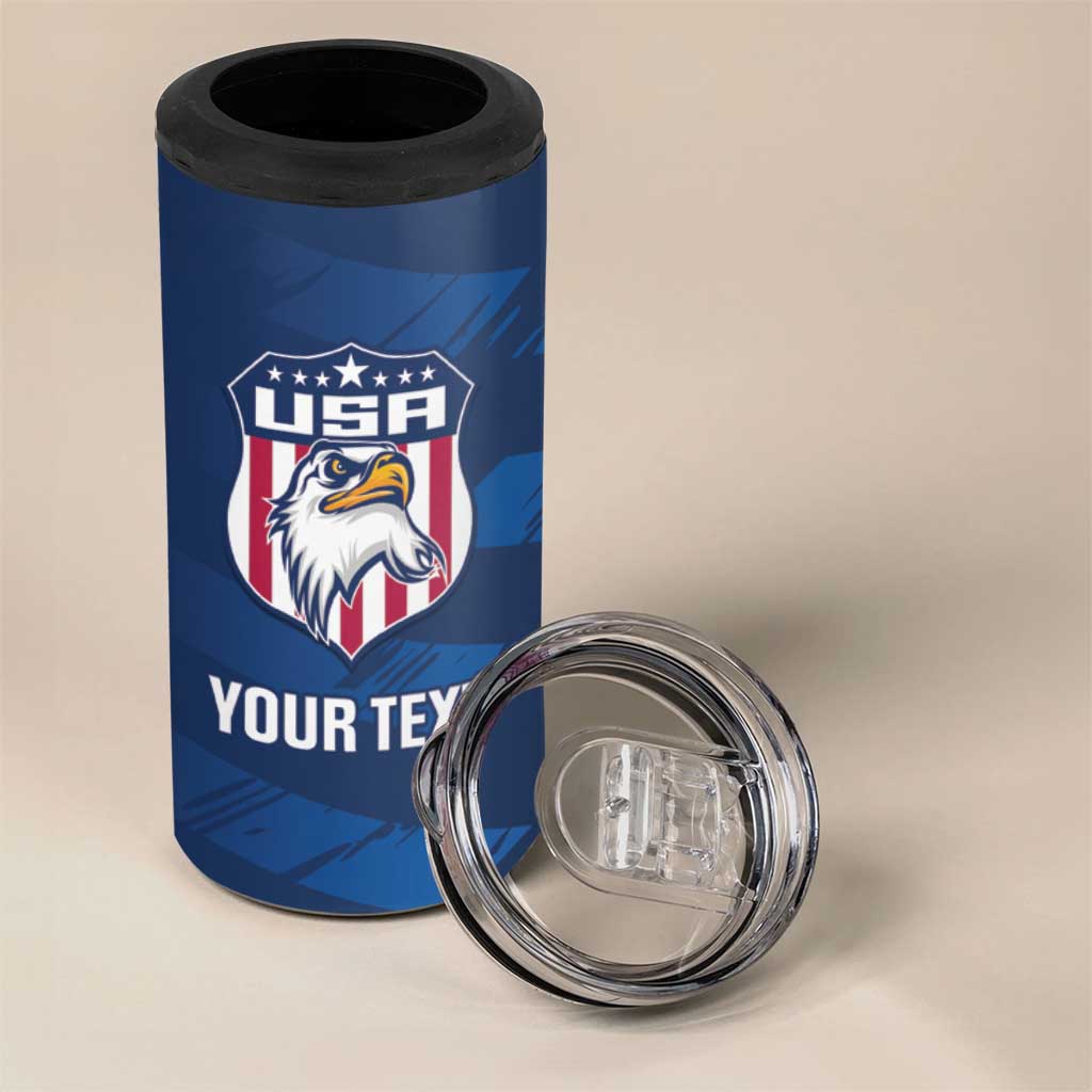 United States Rugby Custom 4 in 1 Can Cooler Tumbler USA Eagle Go Champions - Wonder Print Shop
