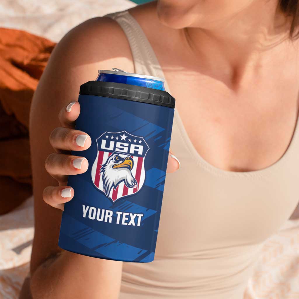United States Rugby Custom 4 in 1 Can Cooler Tumbler USA Eagle Go Champions - Wonder Print Shop
