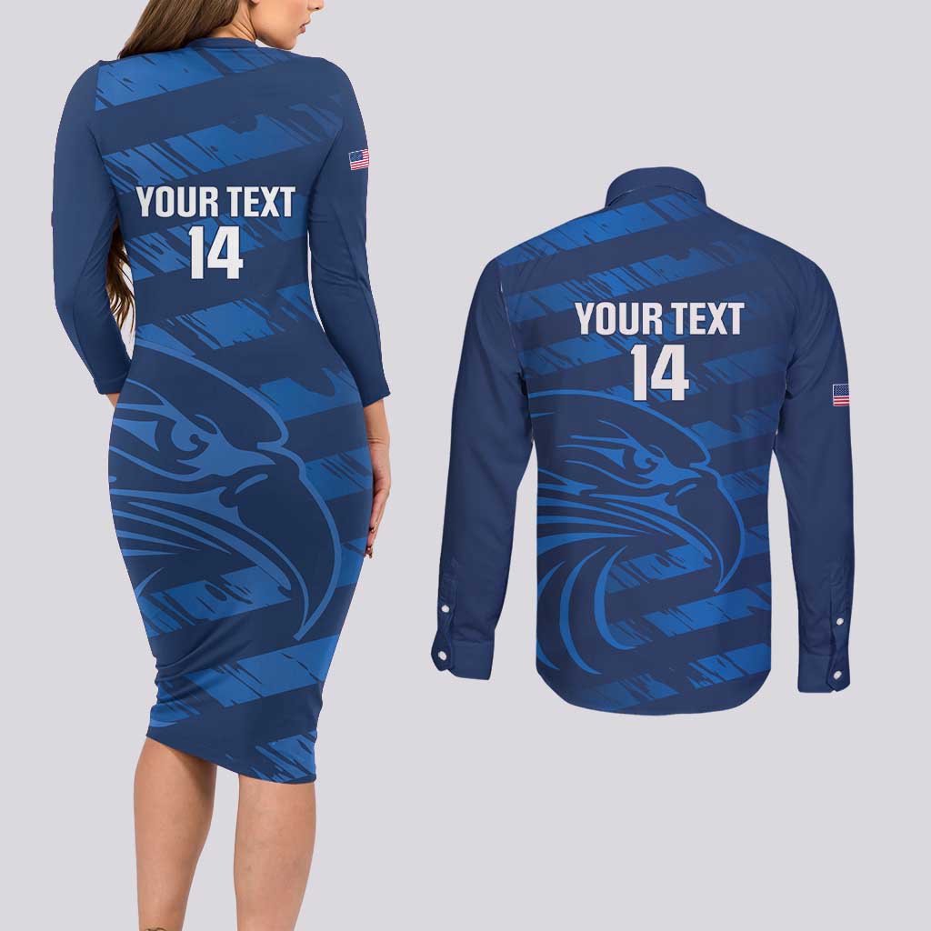 United States Rugby Custom Couples Matching Long Sleeve Bodycon Dress and Long Sleeve Button Shirt USA Eagle Go Champions - Wonder Print Shop