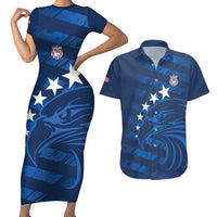 United States Rugby Custom Couples Matching Short Sleeve Bodycon Dress and Hawaiian Shirt USA Eagle Go Champions - Wonder Print Shop