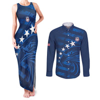 United States Rugby Custom Couples Matching Tank Maxi Dress and Long Sleeve Button Shirt USA Eagle Go Champions - Wonder Print Shop