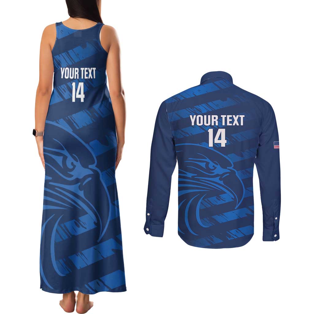 United States Rugby Custom Couples Matching Tank Maxi Dress and Long Sleeve Button Shirt USA Eagle Go Champions - Wonder Print Shop