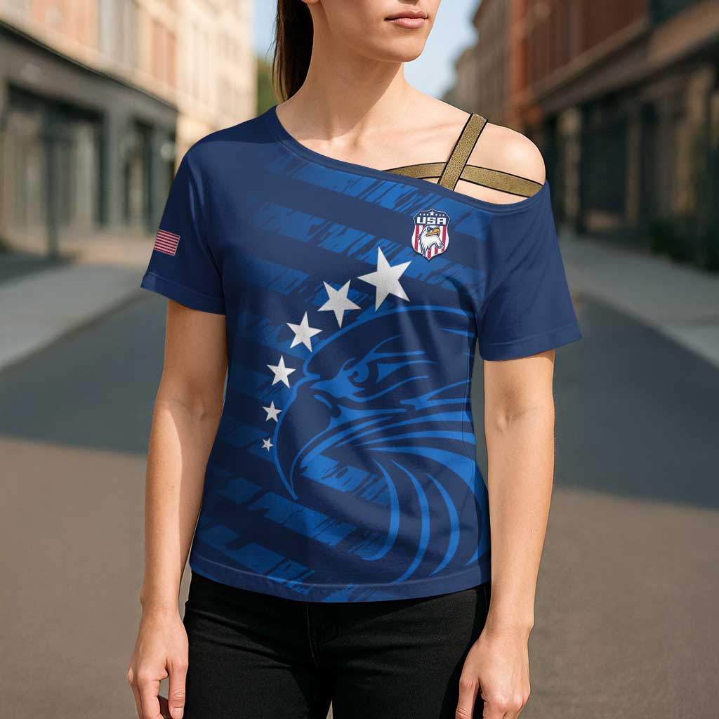 United States Rugby Custom Cross Shoulder Shirt USA Eagle Go Champions - Wonder Print Shop