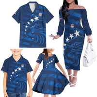 United States Rugby Custom Family Matching Off The Shoulder Long Sleeve Dress and Hawaiian Shirt USA Eagle Go Champions - Wonder Print Shop