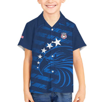 United States Rugby Custom Family Matching Off The Shoulder Long Sleeve Dress and Hawaiian Shirt USA Eagle Go Champions - Wonder Print Shop