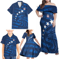 United States Rugby Custom Family Matching Off Shoulder Maxi Dress and Hawaiian Shirt USA Eagle Go Champions - Wonder Print Shop