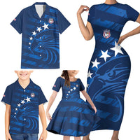 United States Rugby Custom Family Matching Short Sleeve Bodycon Dress and Hawaiian Shirt USA Eagle Go Champions - Wonder Print Shop