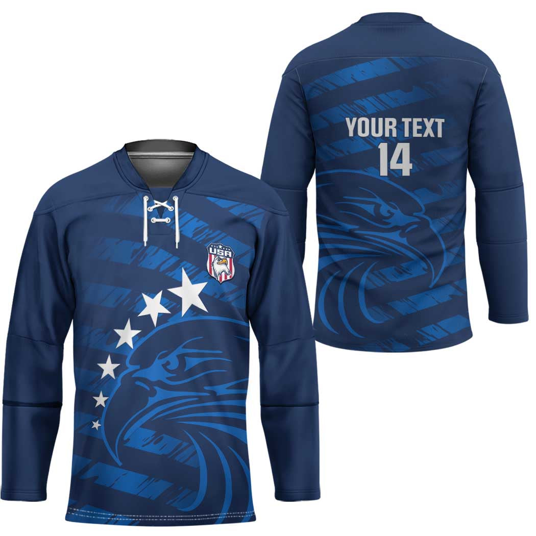 United States Rugby Custom Hockey Jersey USA Eagle Go Champions - Wonder Print Shop