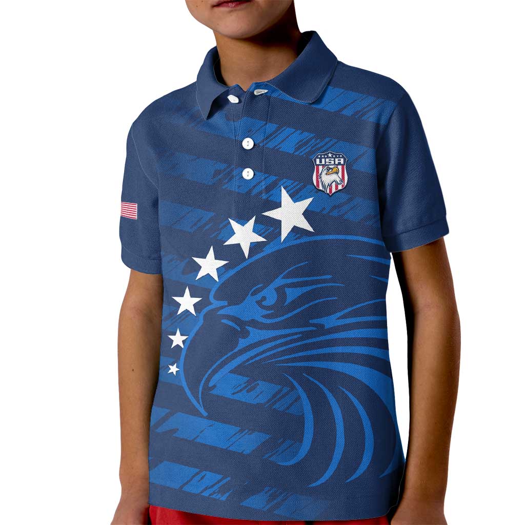 United States Rugby Custom Kid Polo Shirt USA Eagle Go Champions - Wonder Print Shop