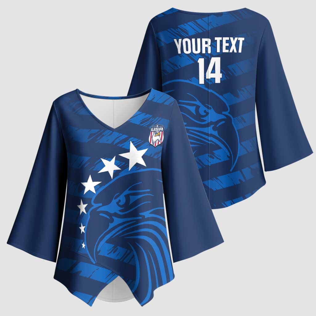 United States Rugby Custom Kimono Sleeve Blouse USA Eagle Go Champions - Wonder Print Shop