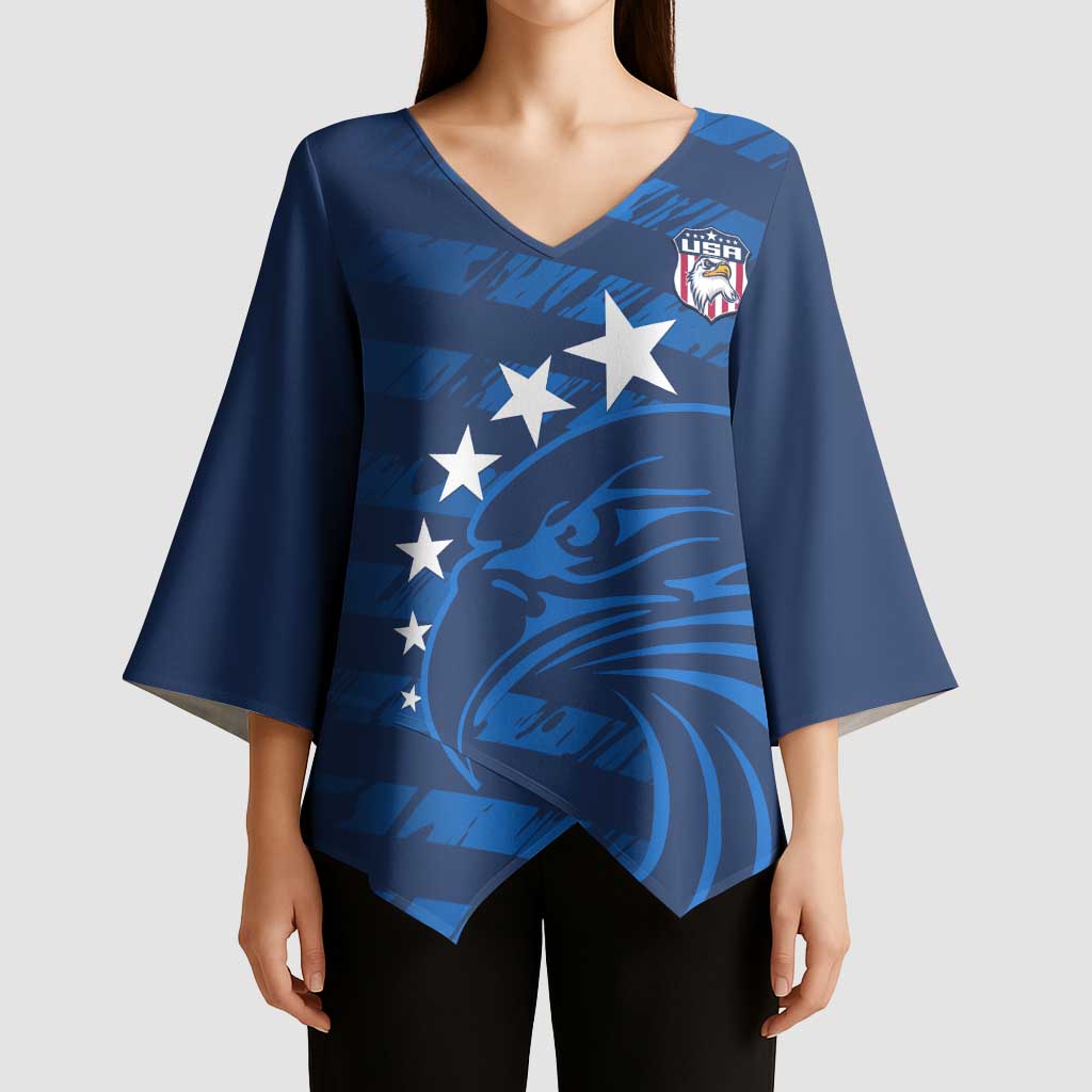 United States Rugby Custom Kimono Sleeve Blouse USA Eagle Go Champions - Wonder Print Shop