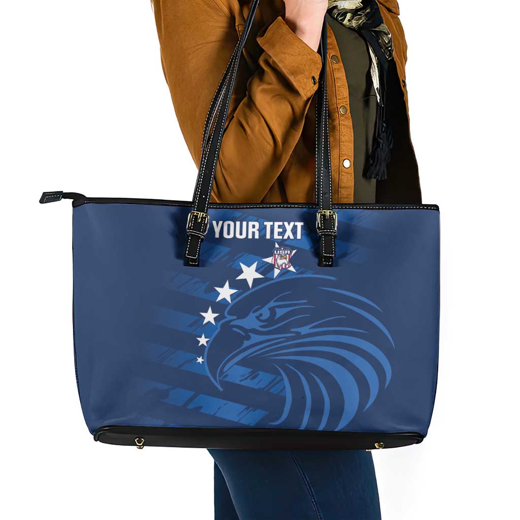 United States Rugby Custom Leather Tote Bag USA Eagle Go Champions - Wonder Print Shop