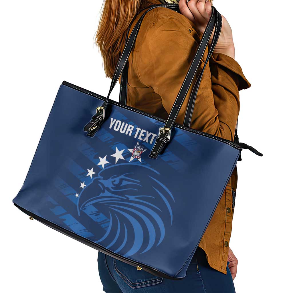 United States Rugby Custom Leather Tote Bag USA Eagle Go Champions - Wonder Print Shop