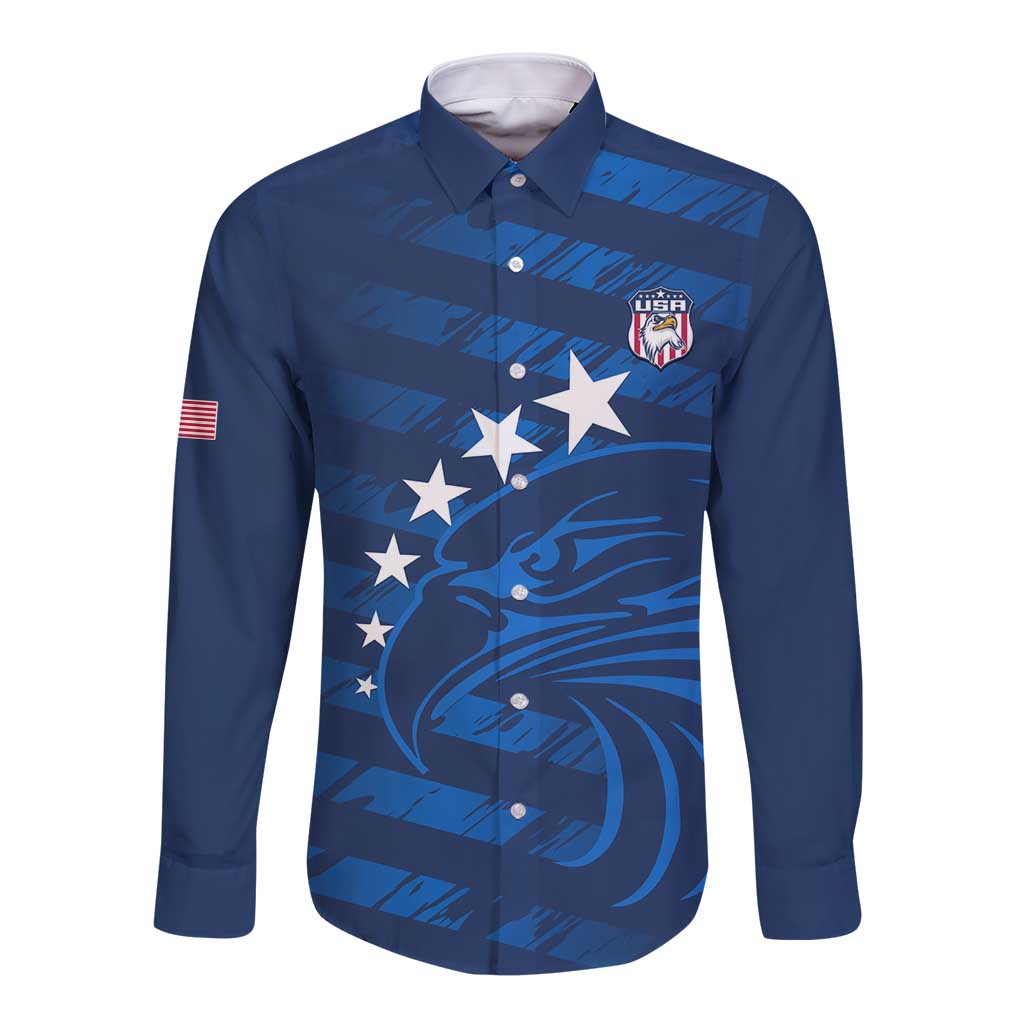 United States Rugby Custom Long Sleeve Button Shirt USA Eagle Go Champions - Wonder Print Shop