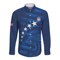 United States Rugby Custom Long Sleeve Button Shirt USA Eagle Go Champions - Wonder Print Shop