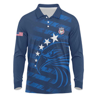 United States Rugby Custom Long Sleeve Polo Shirt USA Eagle Go Champions - Wonder Print Shop