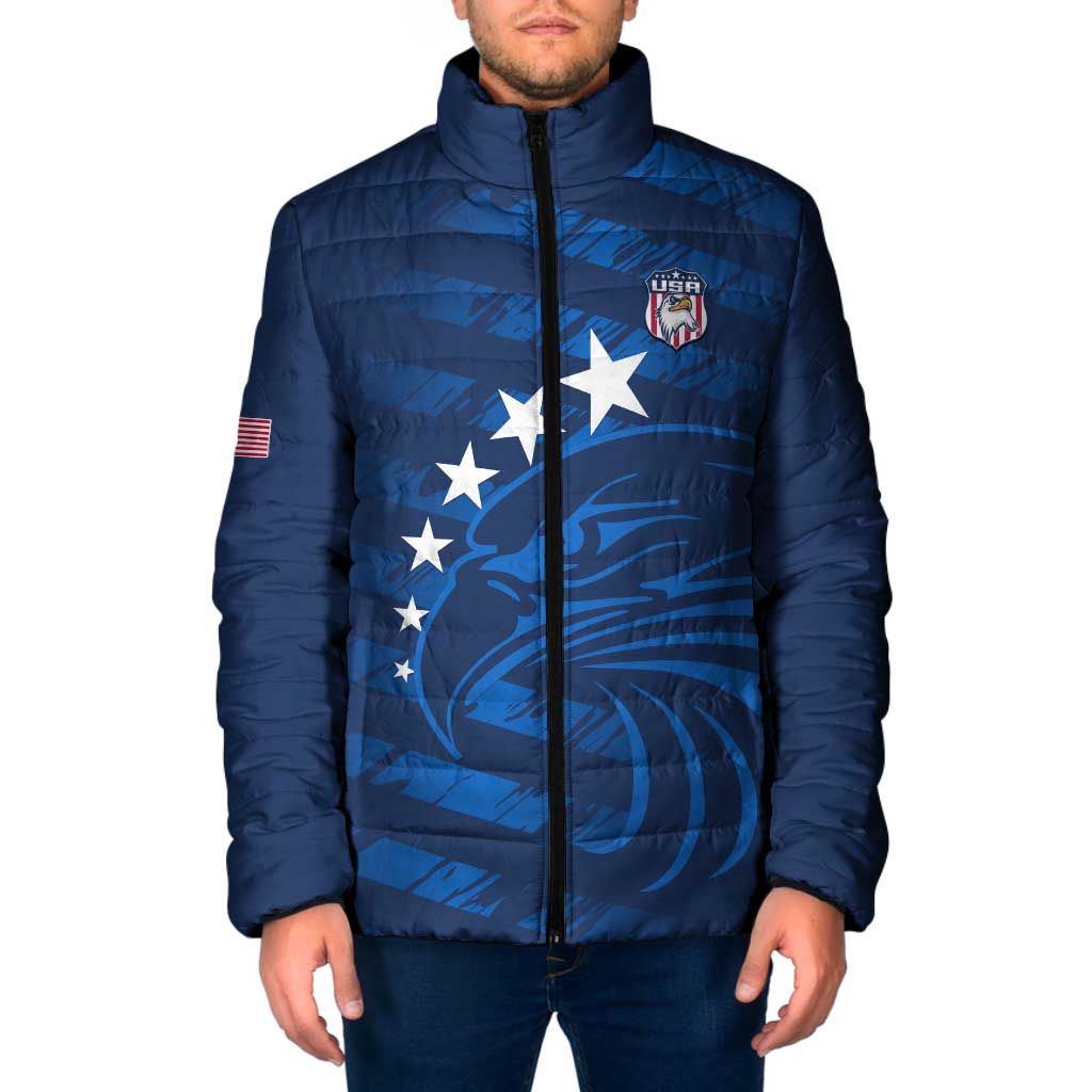 United States Rugby Custom Padded Jacket USA Eagle Go Champions - Wonder Print Shop