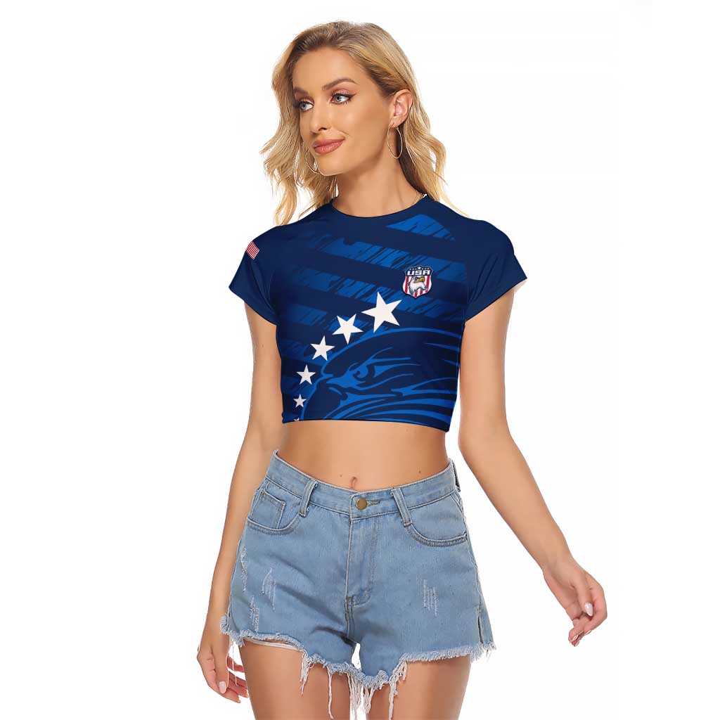 United States Rugby Custom Raglan Cropped T Shirt USA Eagle Go Champions - Wonder Print Shop
