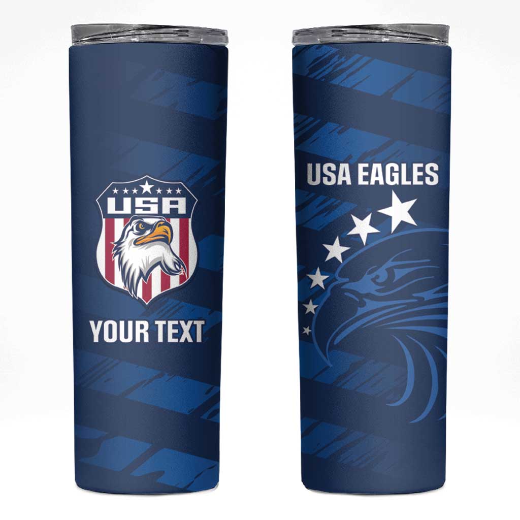 United States Rugby Custom Skinny Tumbler USA Eagle Go Champions - Wonder Print Shop