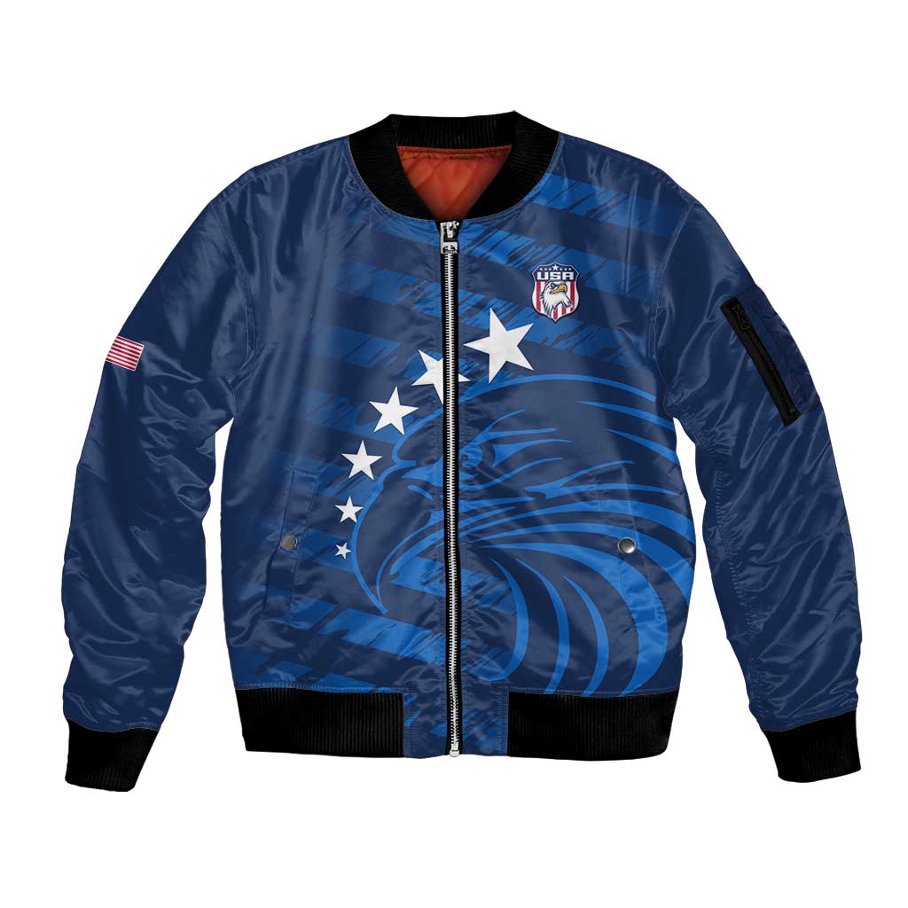 United States Rugby Custom Sleeve Zip Bomber Jacket USA Eagle Go Champions - Wonder Print Shop