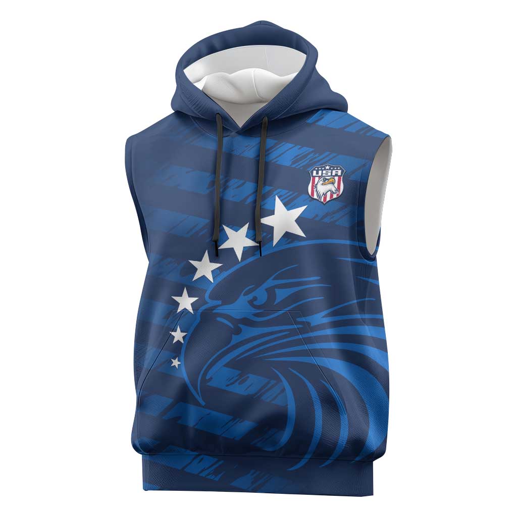 United States Rugby Custom Sleeveless Hoodie USA Eagle Go Champions - Wonder Print Shop