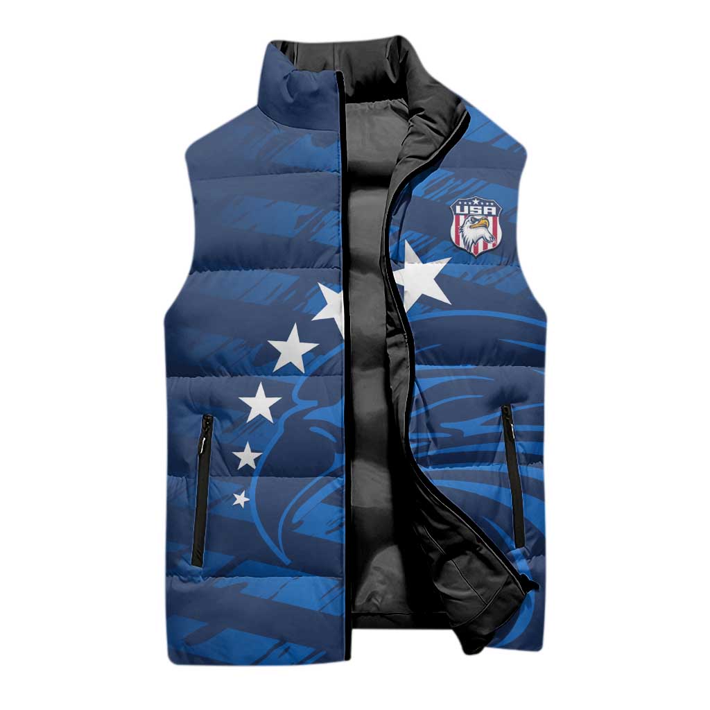United States Rugby Custom Sleeveless Puffer Jacket USA Eagle Go Champions - Wonder Print Shop