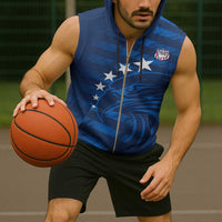 United States Rugby Custom Sleeveless Zip Hoodie USA Eagle Go Champions - Wonder Print Shop