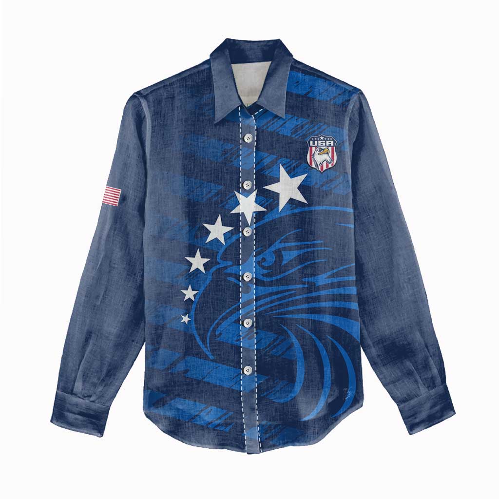 United States Rugby Custom Women Casual Shirt USA Eagle Go Champions - Wonder Print Shop