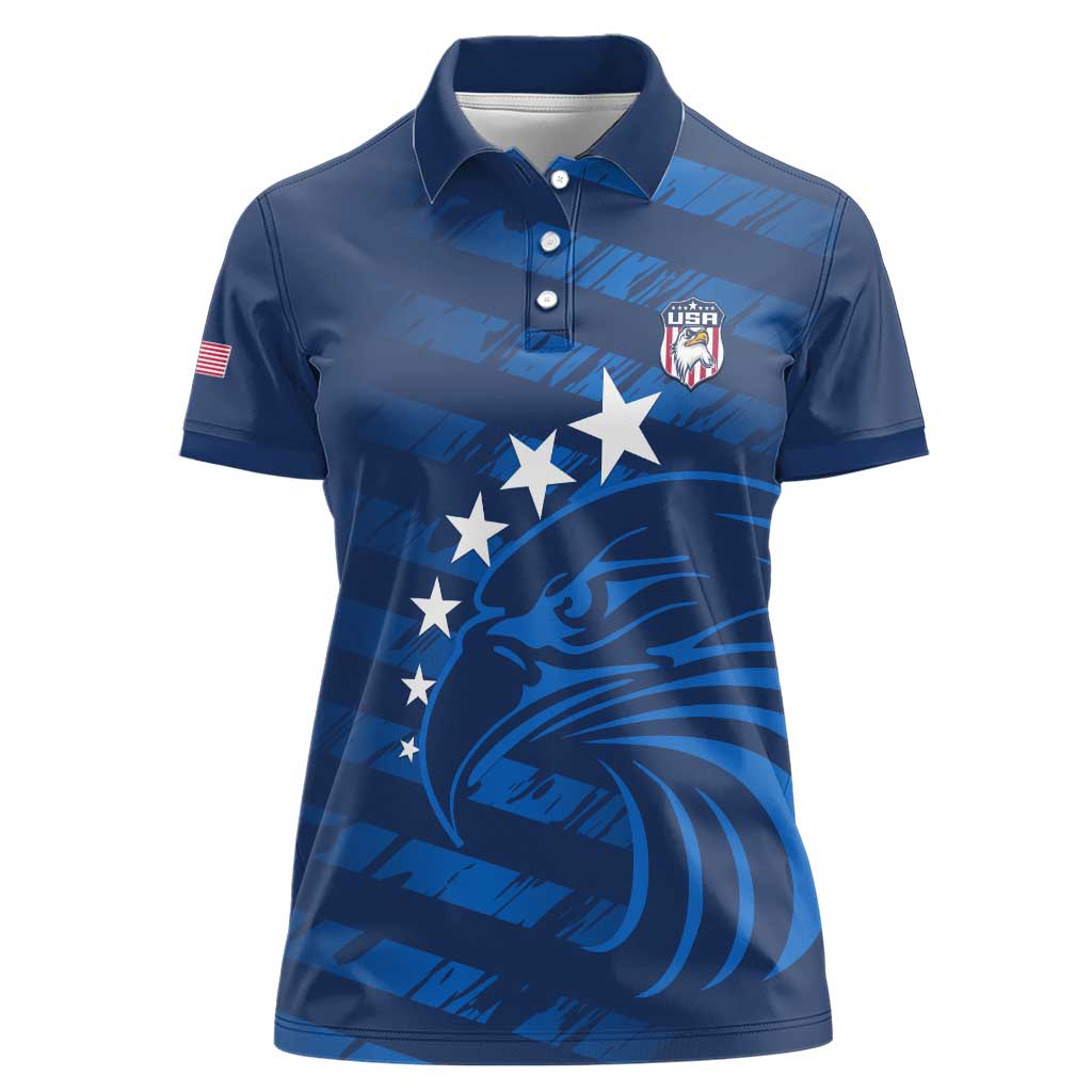 United States Rugby Custom Women Polo Shirt USA Eagle Go Champions - Wonder Print Shop
