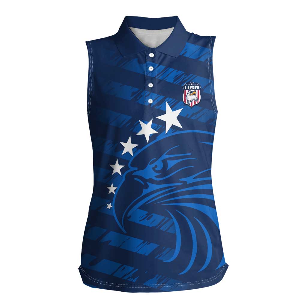 United States Rugby Custom Women Sleeveless Polo Shirt USA Eagle Go Champions - Wonder Print Shop