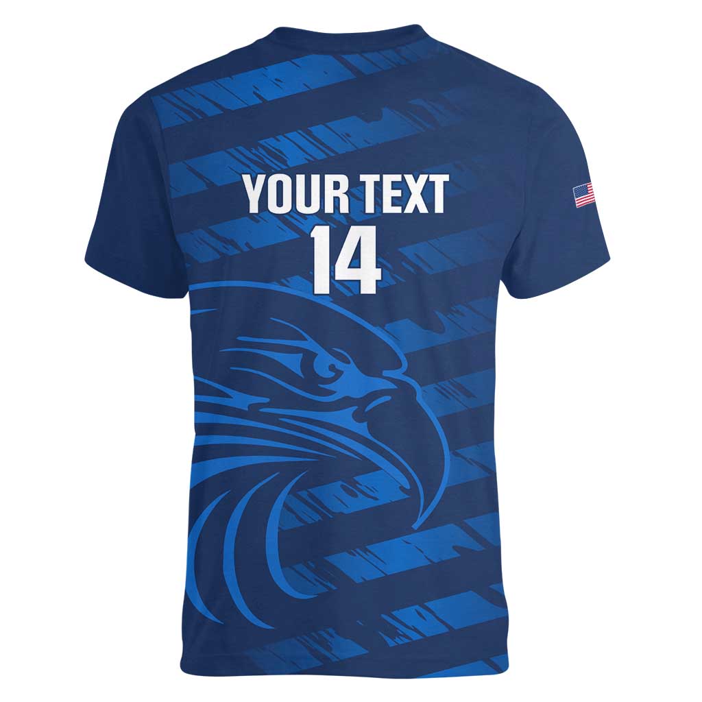 United States Rugby Custom Women V-Neck T-Shirt USA Eagle Go Champions - Wonder Print Shop