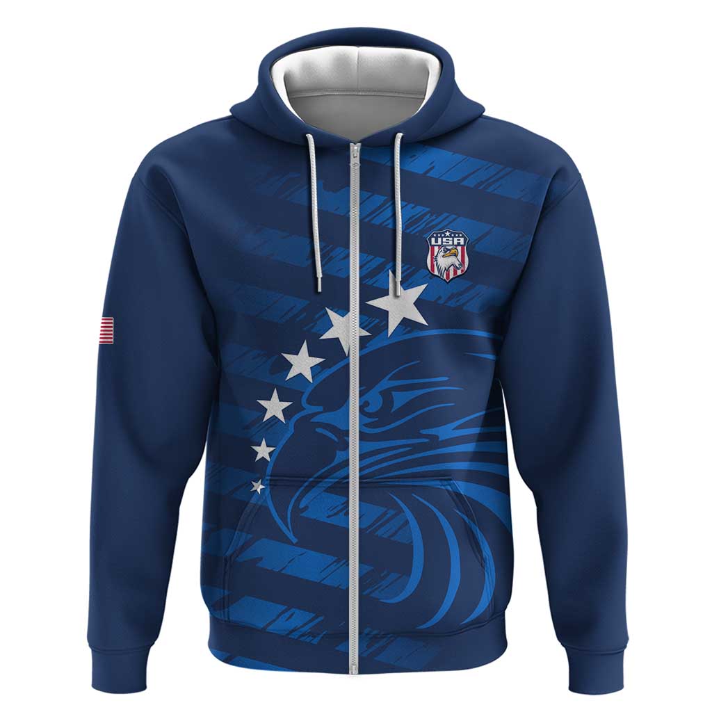 United States Rugby Custom Zip Hoodie USA Eagle Go Champions - Wonder Print Shop