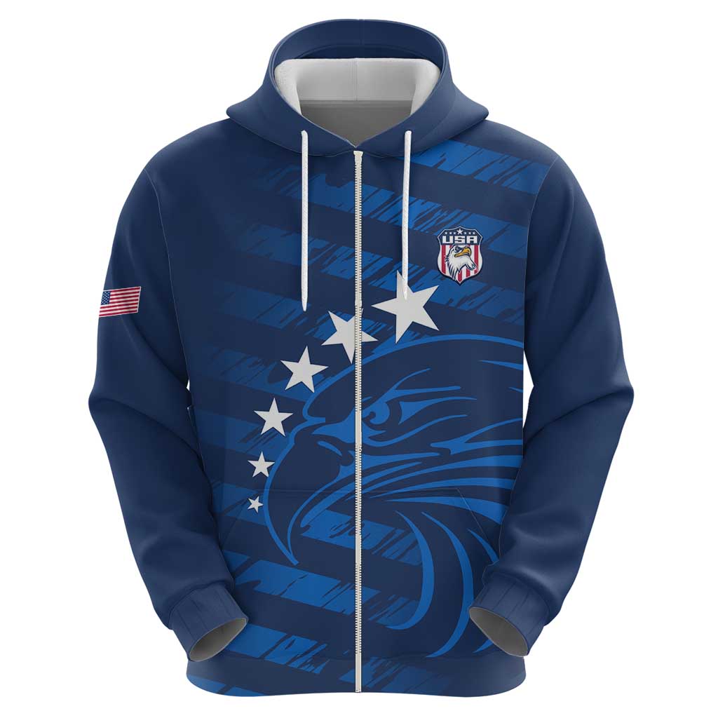 United States Rugby Custom Zip Hoodie USA Eagle Go Champions - Wonder Print Shop