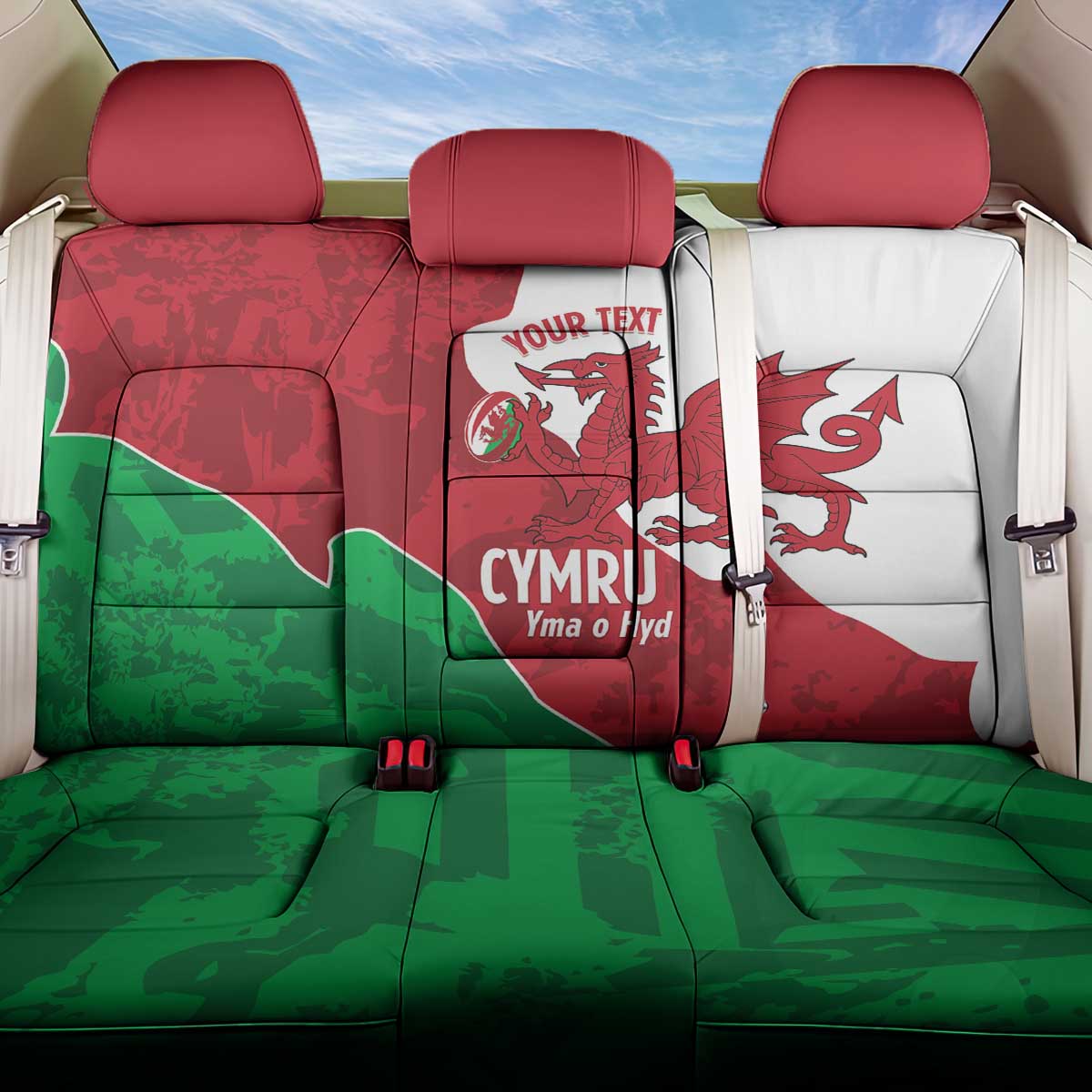 Wales Rugby Custom Back Car Seat Cover Go Cymru Yma O Hyd - Wonder Print Shop