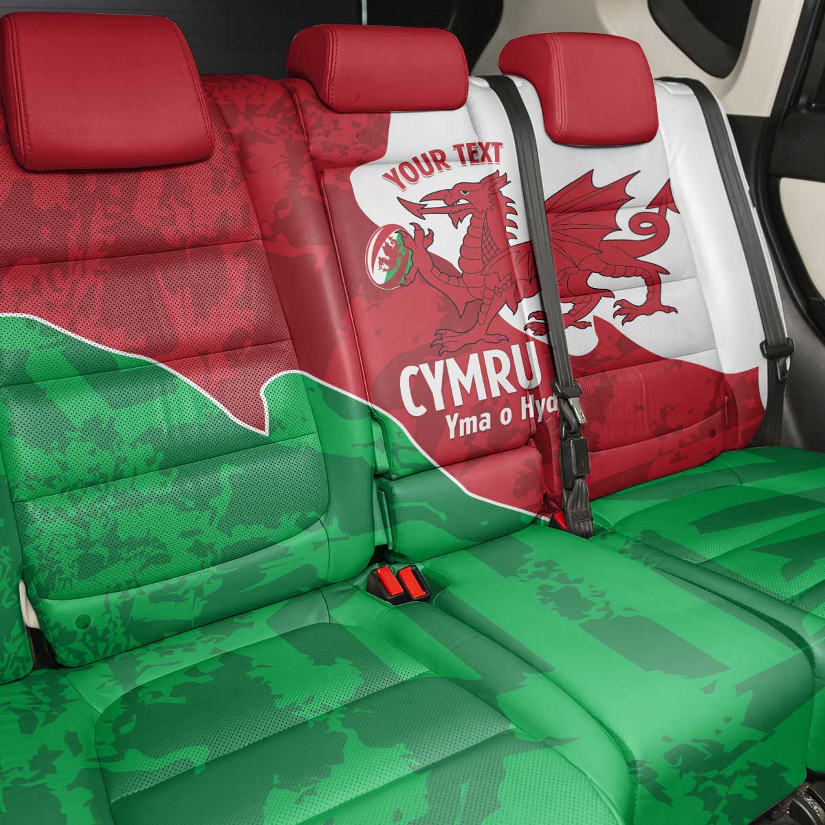 Wales Rugby Custom Back Car Seat Cover Go Cymru Yma O Hyd - Wonder Print Shop