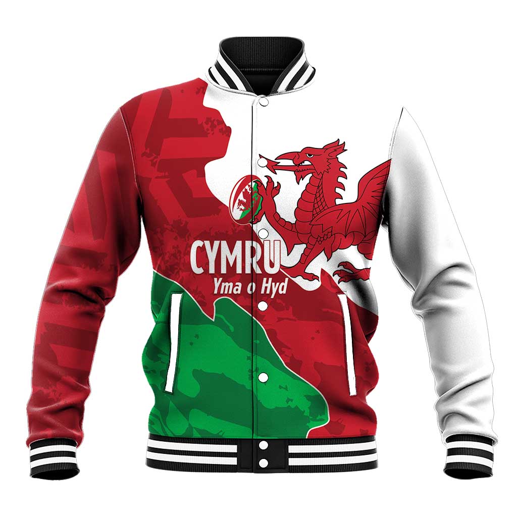 Wales Rugby Custom Baseball Jacket Go Cymru Yma O Hyd - Wonder Print Shop