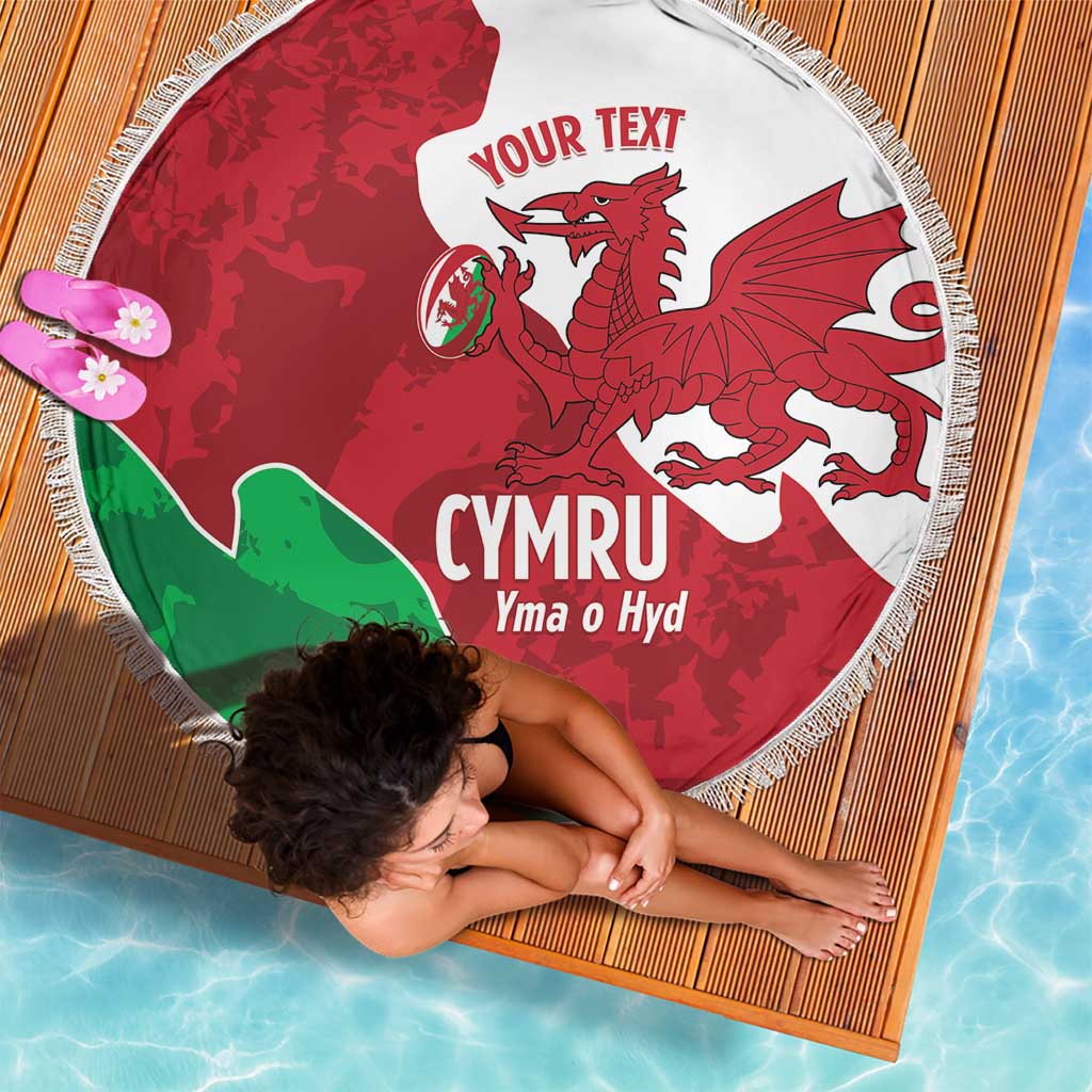 Wales Rugby Custom Beach Blanket Go Cymru Yma O Hyd - Wonder Print Shop