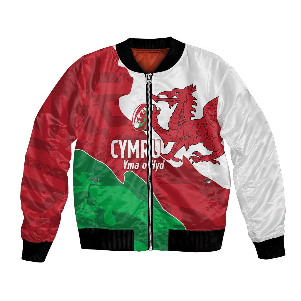 Wales Rugby Custom Bomber Jacket Go Cymru Yma O Hyd - Wonder Print Shop