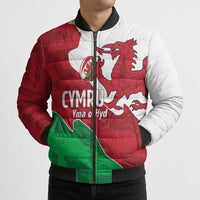 Wales Rugby Custom Bomber Puffer Jacket Go Cymru Yma O Hyd - Wonder Print Shop